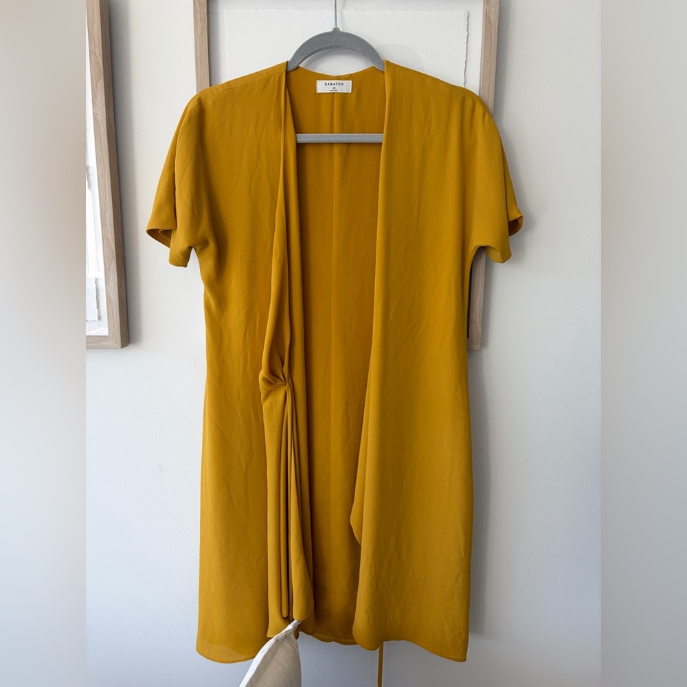Babaton Mustard Yellow Wrap Dress